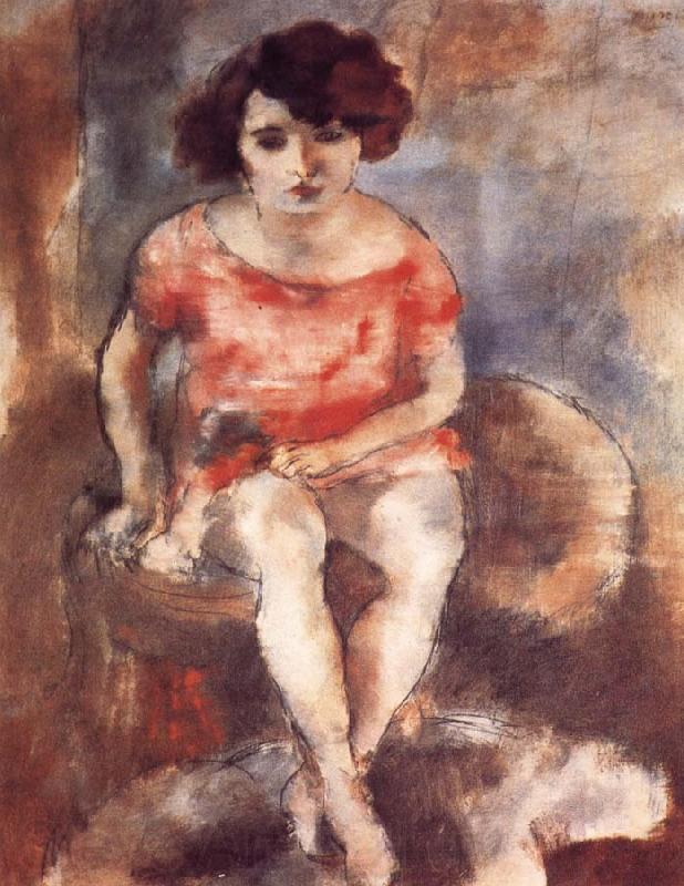 Jules Pascin The woman wearing the red garment Germany oil painting art